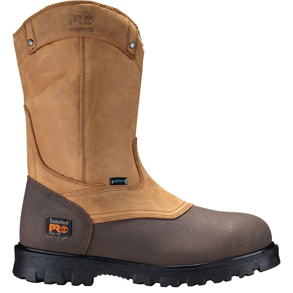 Timberland Pro Μποτακια Ανδρικα Καφε - Rigmaster Steel Toe Wellington - Greece 9853270-OD